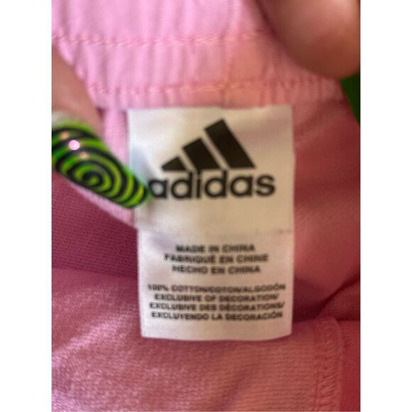 Adidas Pink & White Pacer 3-Stripes Knit Shorts Sz 6X - Picture 5 of 5
